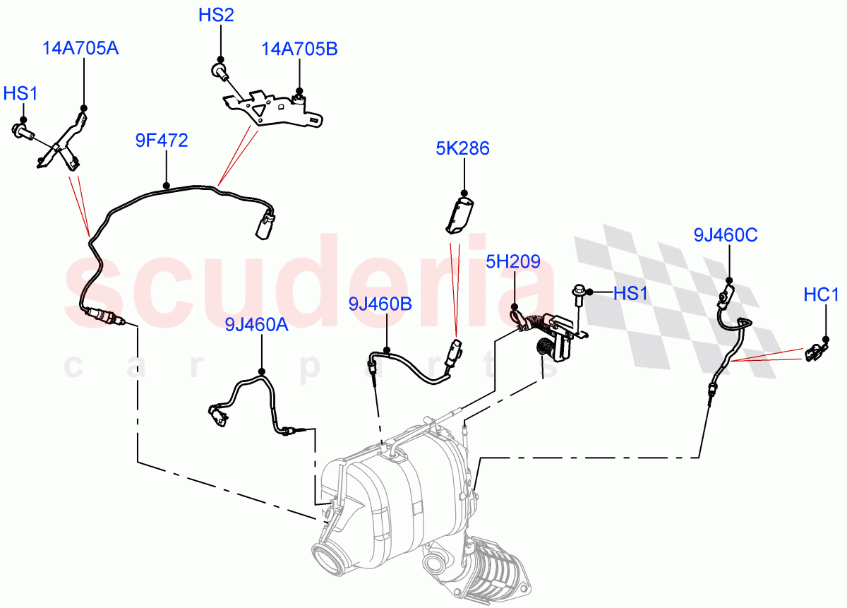 Exhaust Sensors And Modules(Nitra Plant Build)(3.0L AJ20D6 Diesel High,Euro Stage 4 Emissions,EU5 + SCR,Stage V Plus DPF,Proconve L6 Emissions)((V)FROMM2000001) of Land Rover Land Rover Discovery 5 (2017+) [3.0 I6 Turbo Diesel AJ20D6]