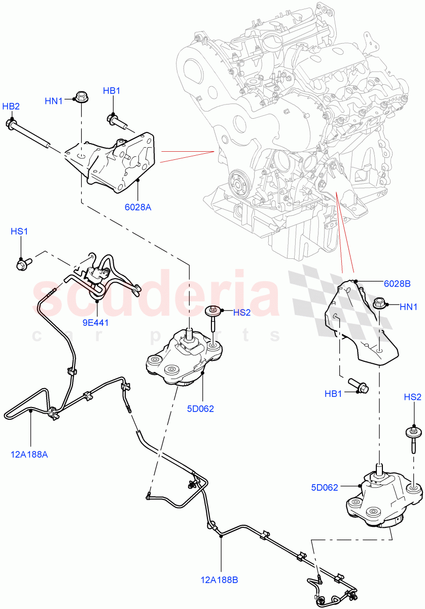 Engine Mounting (Nitra Plant Build) (3.0 V6 Diesel) ((V) FROMK2000001) of Land Rover Land Rover Discovery 5 (2017+) [3.0 I6 Turbo Diesel AJ20D6]