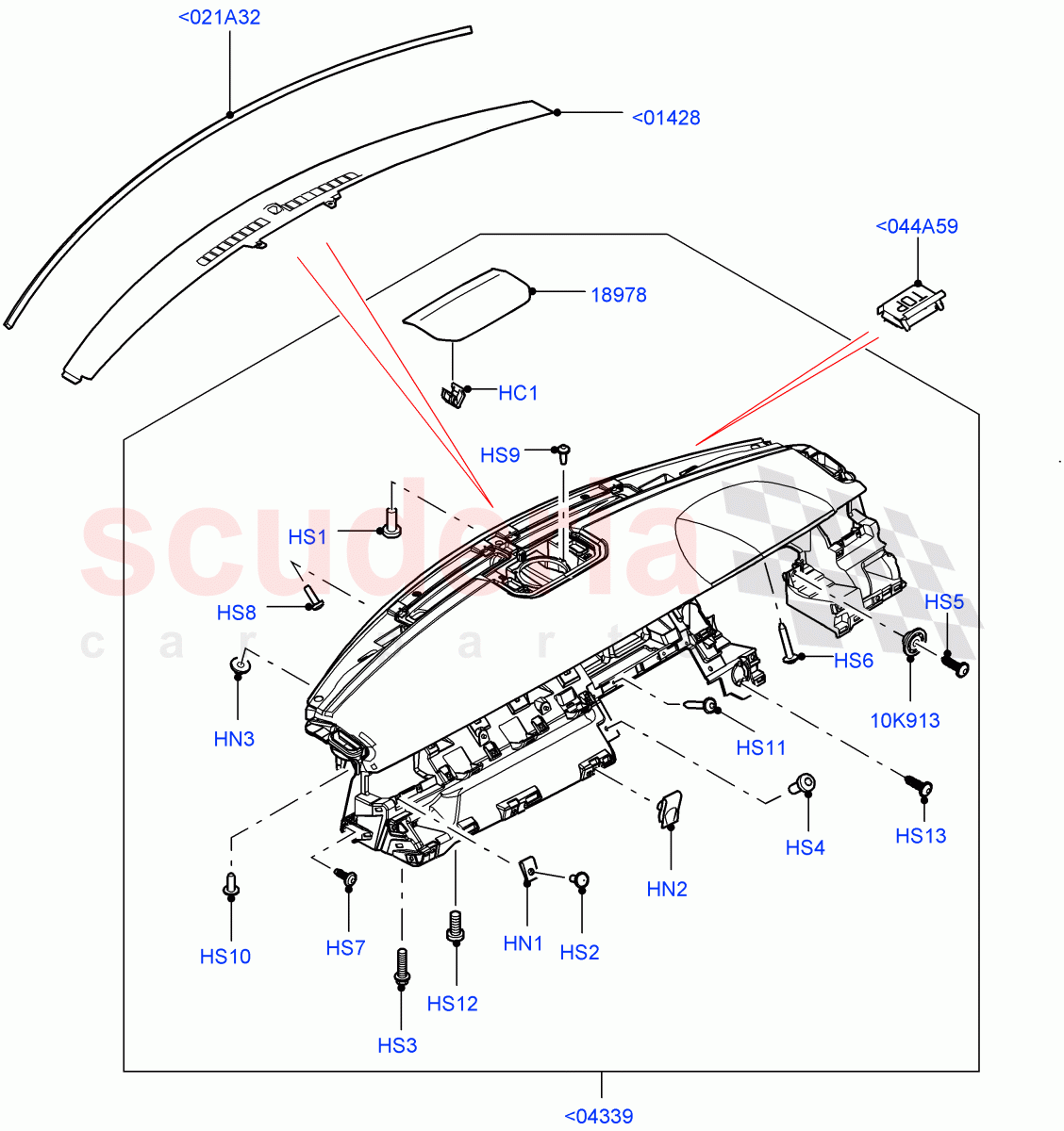 Instrument Panel (Upper, External) (Changsu (China), Less Head Up Display) ((V) FROMEG000001) of Land Rover Land Rover Range Rover Evoque (2012-2018) [2.0 Turbo Petrol AJ200P]