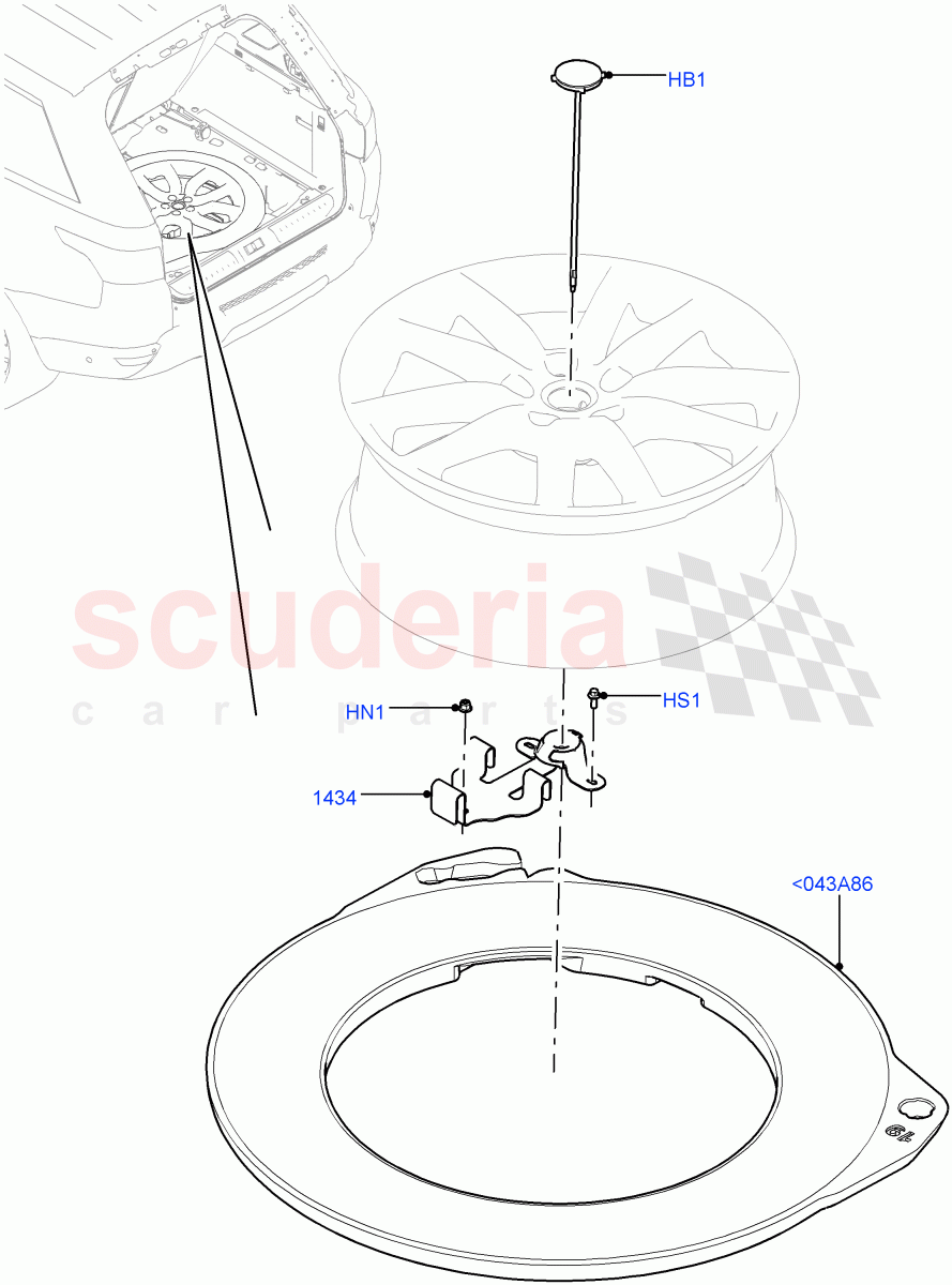 Spare Wheel Carrier(With 5 Seat Configuration)((V)TOHA999999) of Land Rover Land Rover Range Rover Sport (2014+) [5.0 OHC SGDI SC V8 Petrol]