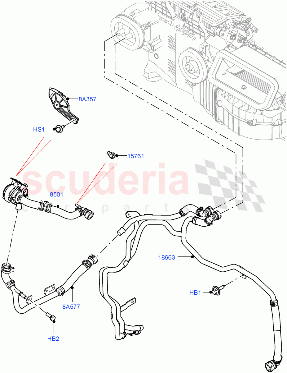 Heater Hoses(3.0L AJ20D6 Diesel High,With Ptc Heater,Premium Air Conditioning-Front/Rear,Less Heater)((V)FROMP2000001) of Land Rover Land Rover Defender (2020+) [3.0 I6 Turbo Petrol AJ20P6]