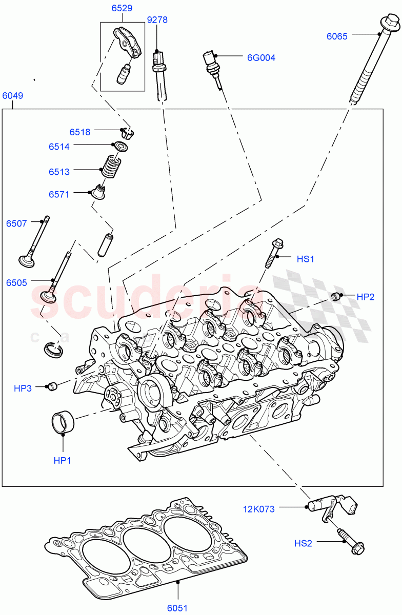 Cylinder Head(Solihull Plant Build)(3.0 V6 D Low MT ROW,3.0 V6 D Gen2 Mono Turbo,3.0 V6 D Gen2 Twin Turbo)((V)FROMFA000001) of Land Rover Land Rover Discovery 5 (2017+) [3.0 Diesel 24V DOHC TC]