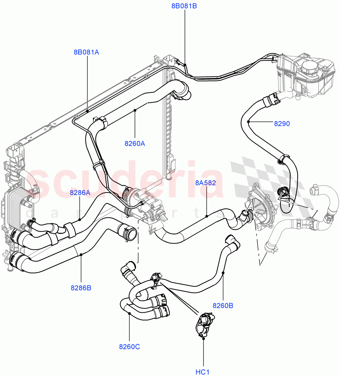 Cooling System Pipes And Hoses (2.2L CR DI 16V Diesel) ((V) TODH999999) of Land Rover Land Rover Range Rover Evoque (2012-2018) [2.2 Single Turbo Diesel]