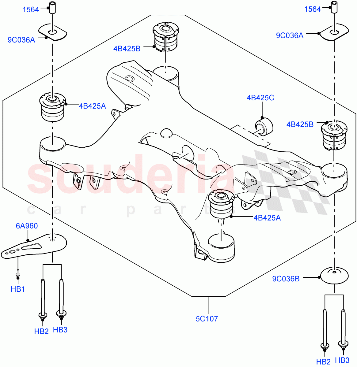 Rear Cross Member & Stabilizer Bar(Crossmember)(Version - Core,Non SVR) of Land Rover Land Rover Range Rover Sport (2014+) [2.0 Turbo Petrol GTDI]