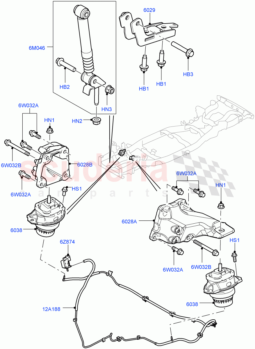Engine Mounting (3.6L V8 32V DOHC EFi Diesel Lion) ((V) FROMAA000001) of Land Rover Land Rover Range Rover Sport (2010-2013) [5.0 OHC SGDI NA V8 Petrol]