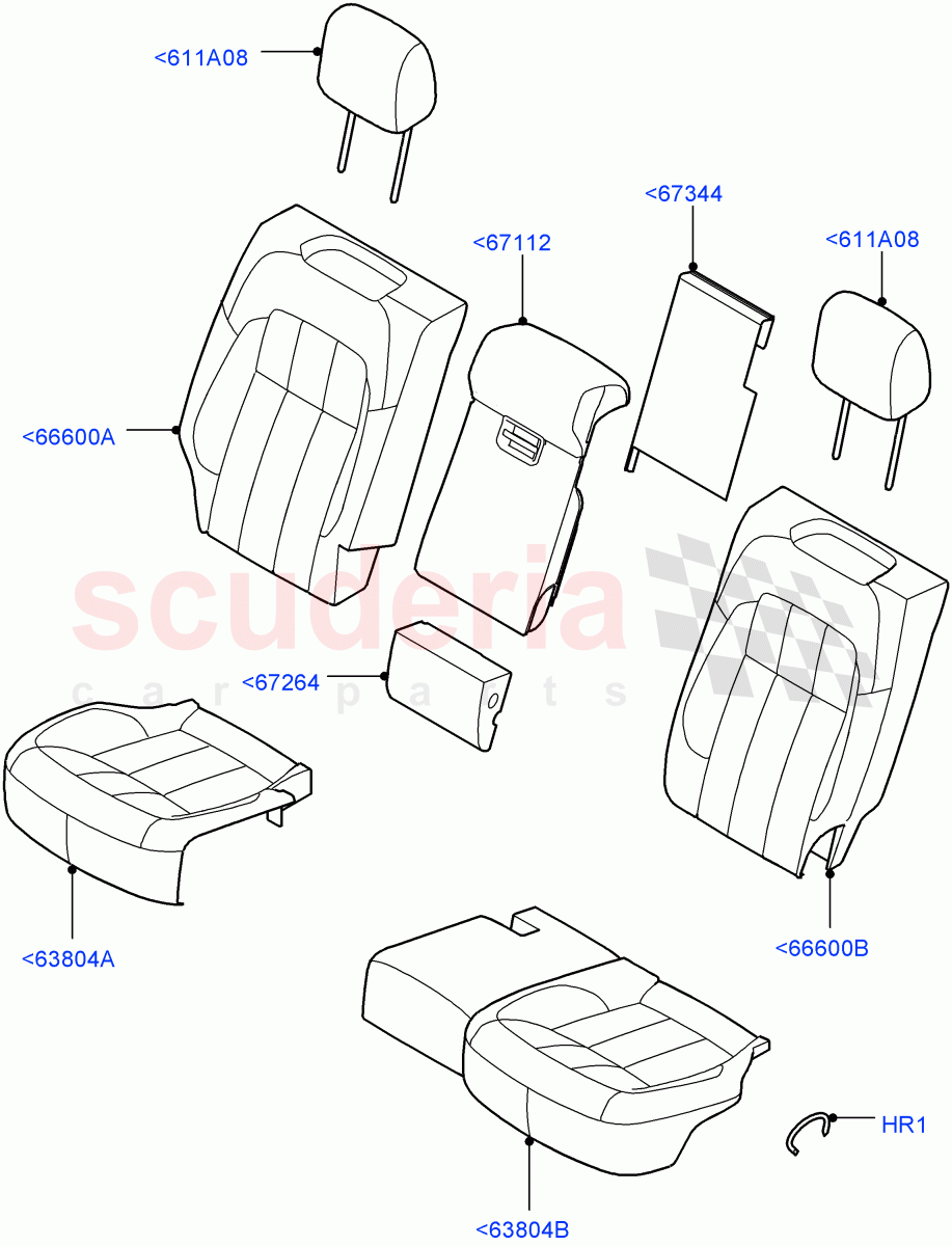 Rear Seat Covers(Semi Aniline Leather Perf,Version - Core,Non SVR)((V)FROMJA000001) of Land Rover Land Rover Range Rover Sport (2014+) [2.0 Turbo Diesel]