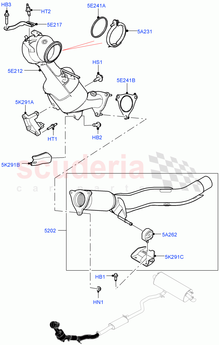 Front Exhaust System (2.0L AJ20P4 Petrol Mid PTA, Changsu (China)) ((V) FROMMG140569) of Land Rover Land Rover Discovery Sport (2015+) [2.0 Turbo Petrol AJ200P]