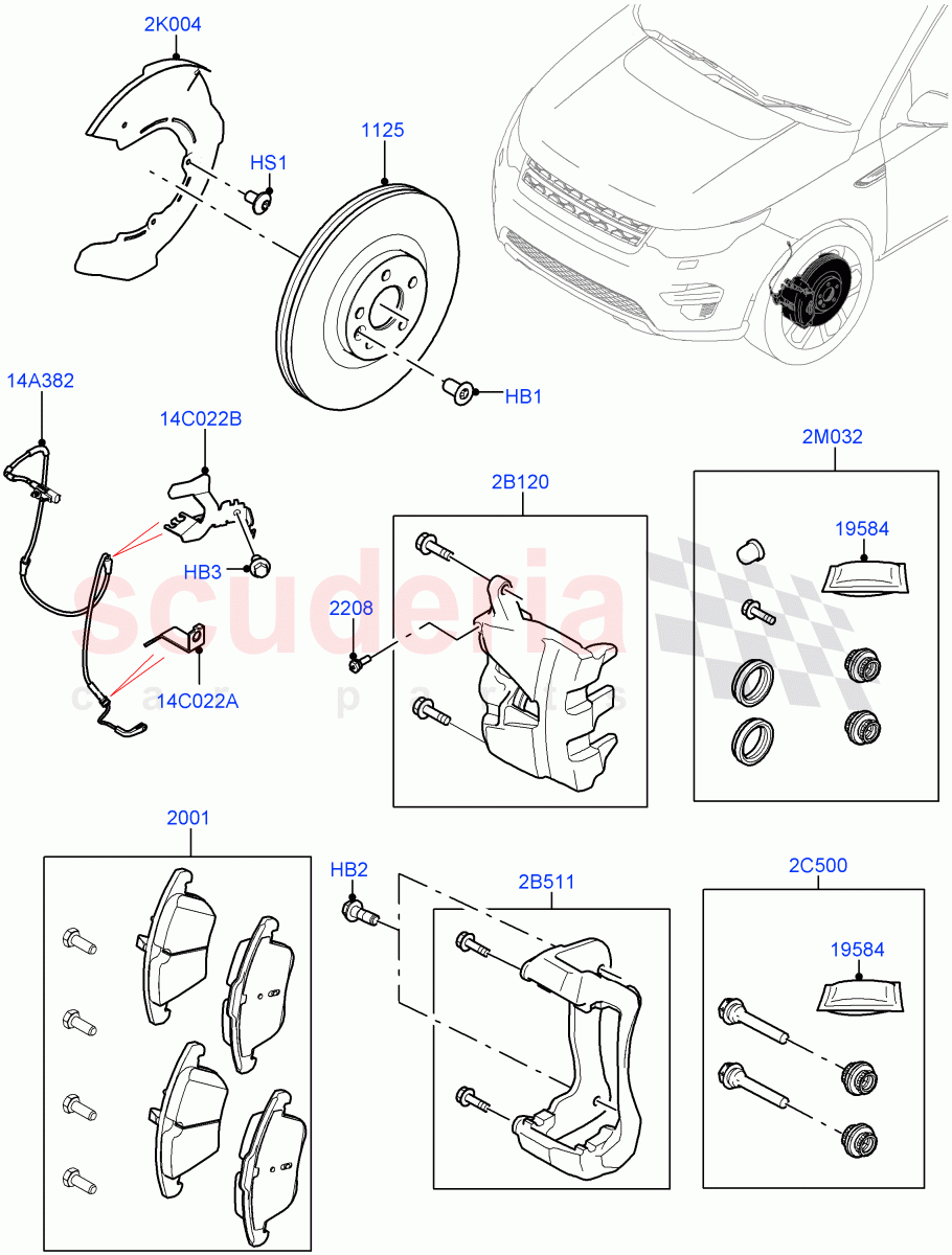 Front Brake Discs And Calipers (Changsu (China), Disc And Caliper Size-Frt 18/RR 16, Disc And Caliper Size-Frt 18/RR 17) ((V) FROMMG140569) of Land Rover Land Rover Discovery Sport (2015+) [1.5 I3 Turbo Petrol AJ20P3]