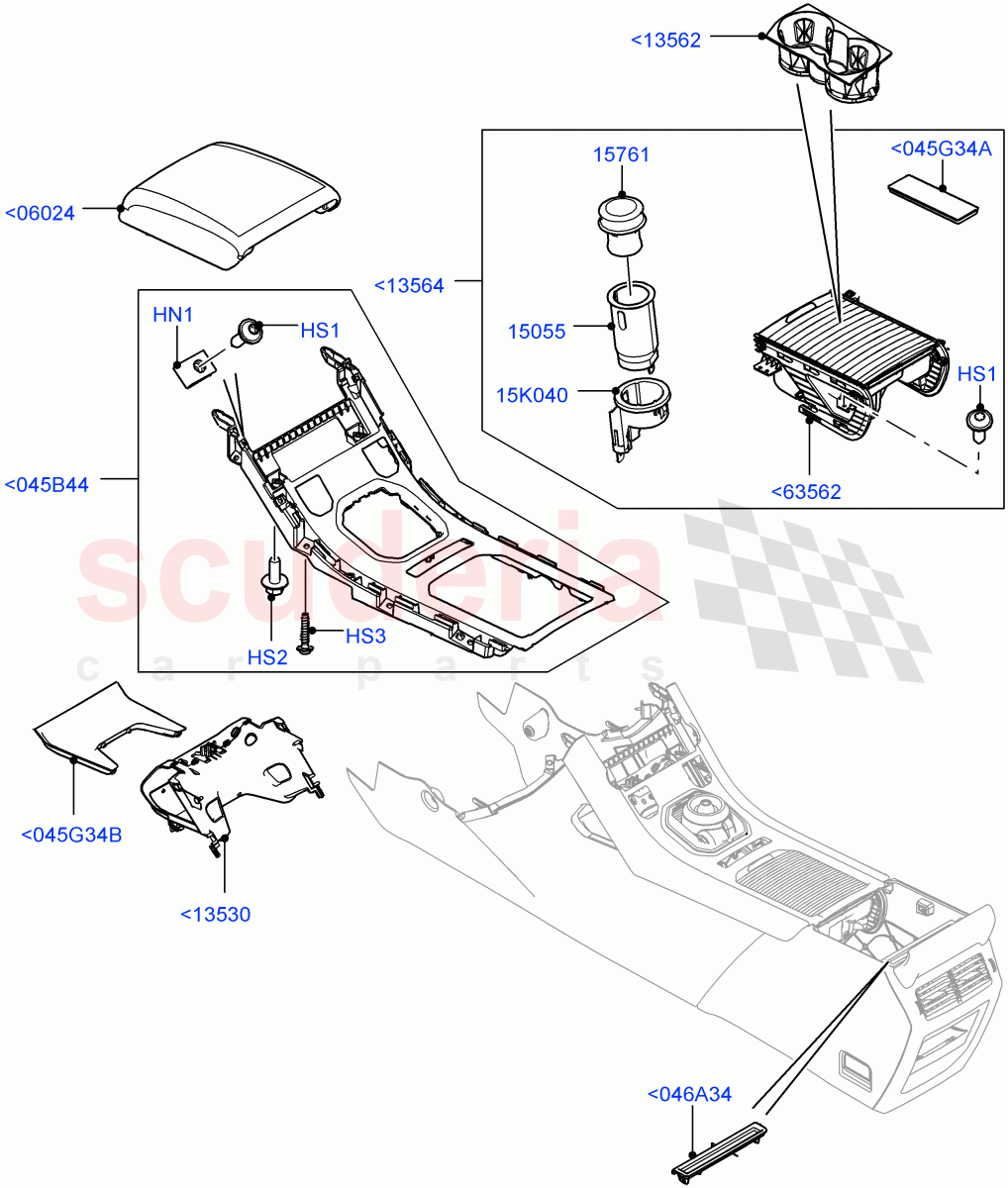 Console - Floor (External Components) (Itatiaia (Brazil)) ((V) FROMGT000001) of Land Rover Land Rover Range Rover Evoque (2012-2018) [2.0 Turbo Diesel]