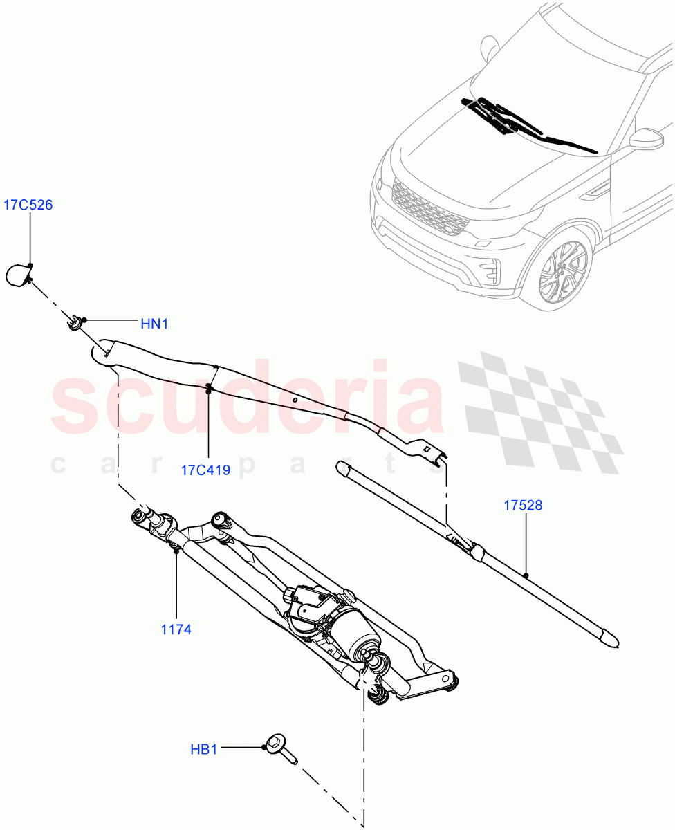 Windscreen Wiper(Nitra Plant Build)((V)FROMK2000001) of Land Rover Land Rover Discovery 5 (2017+) [3.0 I6 Turbo Petrol AJ20P6]