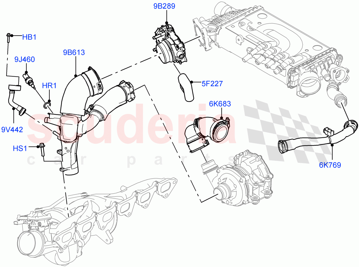 Intercooler/Air Ducts And Hoses (Air Ducts And Hoses, Nitra Plant Build) (3.0L AJ20P6 Petrol High) ((V) TOL2999999) of Land Rover Land Rover Defender (2020+) [3.0 I6 Turbo Petrol AJ20P6]