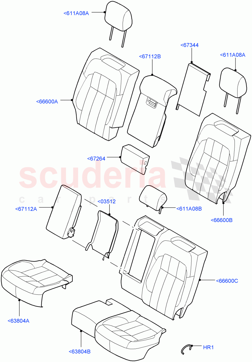 Rear Seat Covers(Perf Windsor Leather/Suede,Version - Core,Non SVR)((V)FROMJA000001) of Land Rover Land Rover Range Rover Sport (2014+) [2.0 Turbo Diesel]