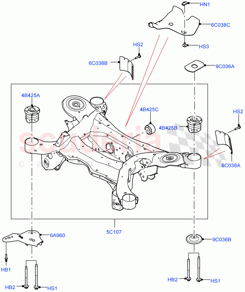 Rear Cross Member & Stabilizer Bar(Crossmember) of Land Rover Land Rover Defender (2020+) [2.0 Turbo Diesel]