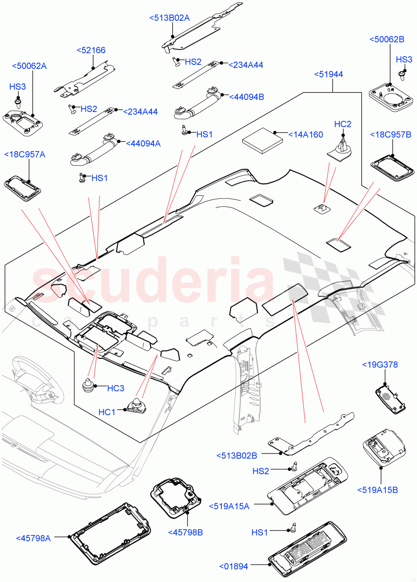 Headlining And Sun Visors(Less Panorama Roof,Interior Trim - Alston) of Land Rover Land Rover Range Rover (2012-2021) [2.0 Turbo Petrol AJ200P]