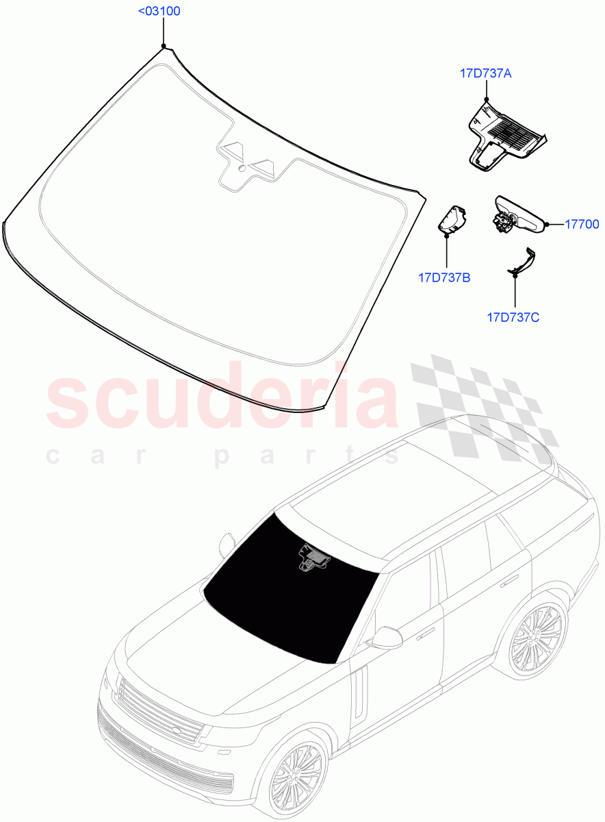 Windscreen/Inside Rear View Mirror of Land Rover Land Rover Range Rover (2022+) [3.0 I6 Turbo Diesel AJ20D6]