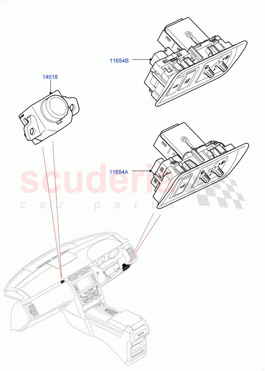 Switches (Auxiliary Unit, Solihull Plant Build) ((V) FROMHA000001) of Land Rover Land Rover Discovery 5 (2017+) [2.0 Turbo Petrol AJ200P]
