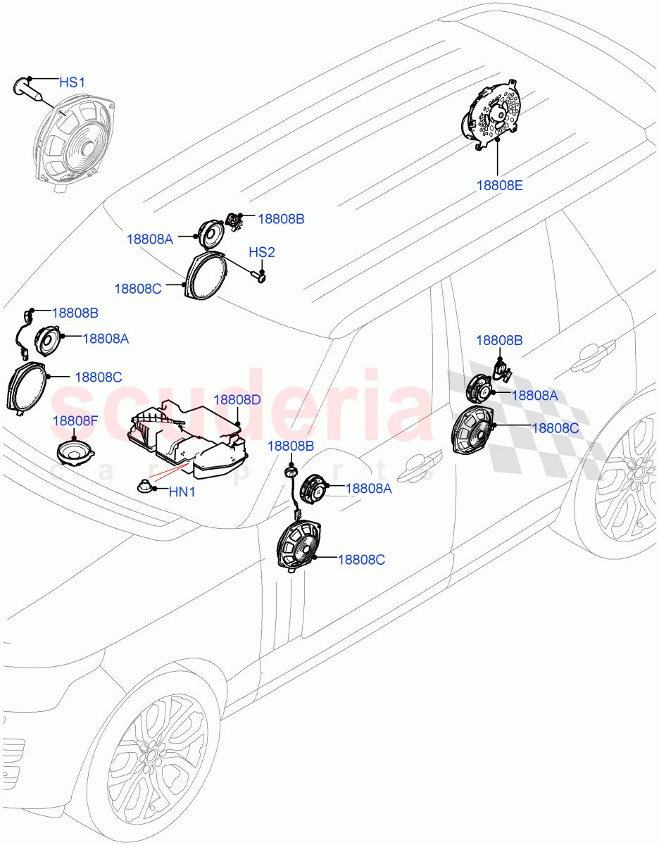 Speakers(Hi Line Audio System - 600 W) of Land Rover Land Rover Range Rover (2012-2021) [3.0 DOHC GDI SC V6 Petrol]