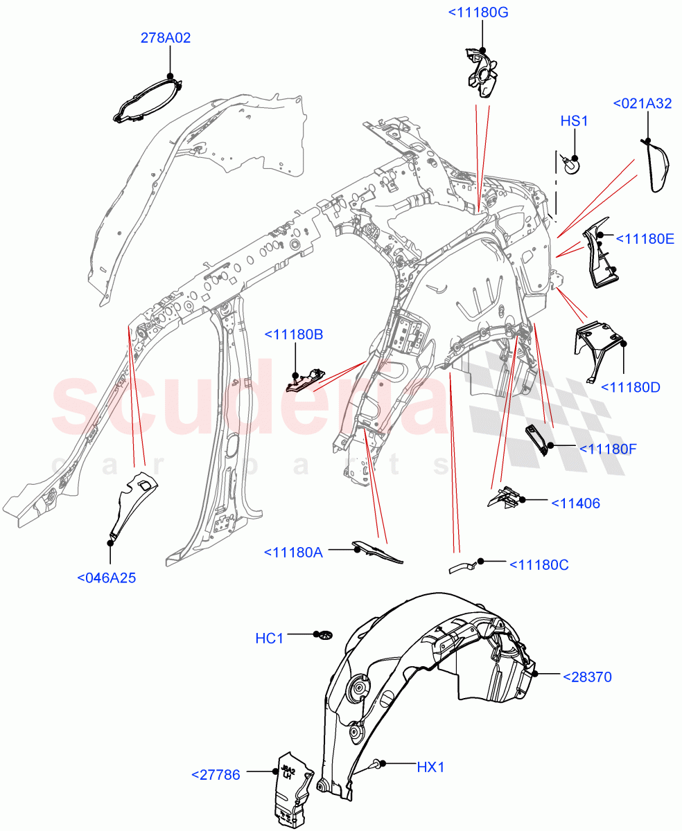 Side Panels - Inner(Wheelarch) of Land Rover Land Rover Range Rover Velar (2017+) [3.0 I6 Turbo Petrol AJ20P6]