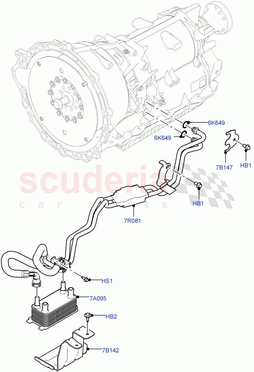 Transmission Cooling Systems (2.0L AJ21D4 Diesel Mid, 8 Speed Automatic Trans 8HP51) ((V) FROMMA000001) of Land Rover Land Rover Range Rover Velar (2017+) [3.0 I6 Turbo Diesel AJ20D6]