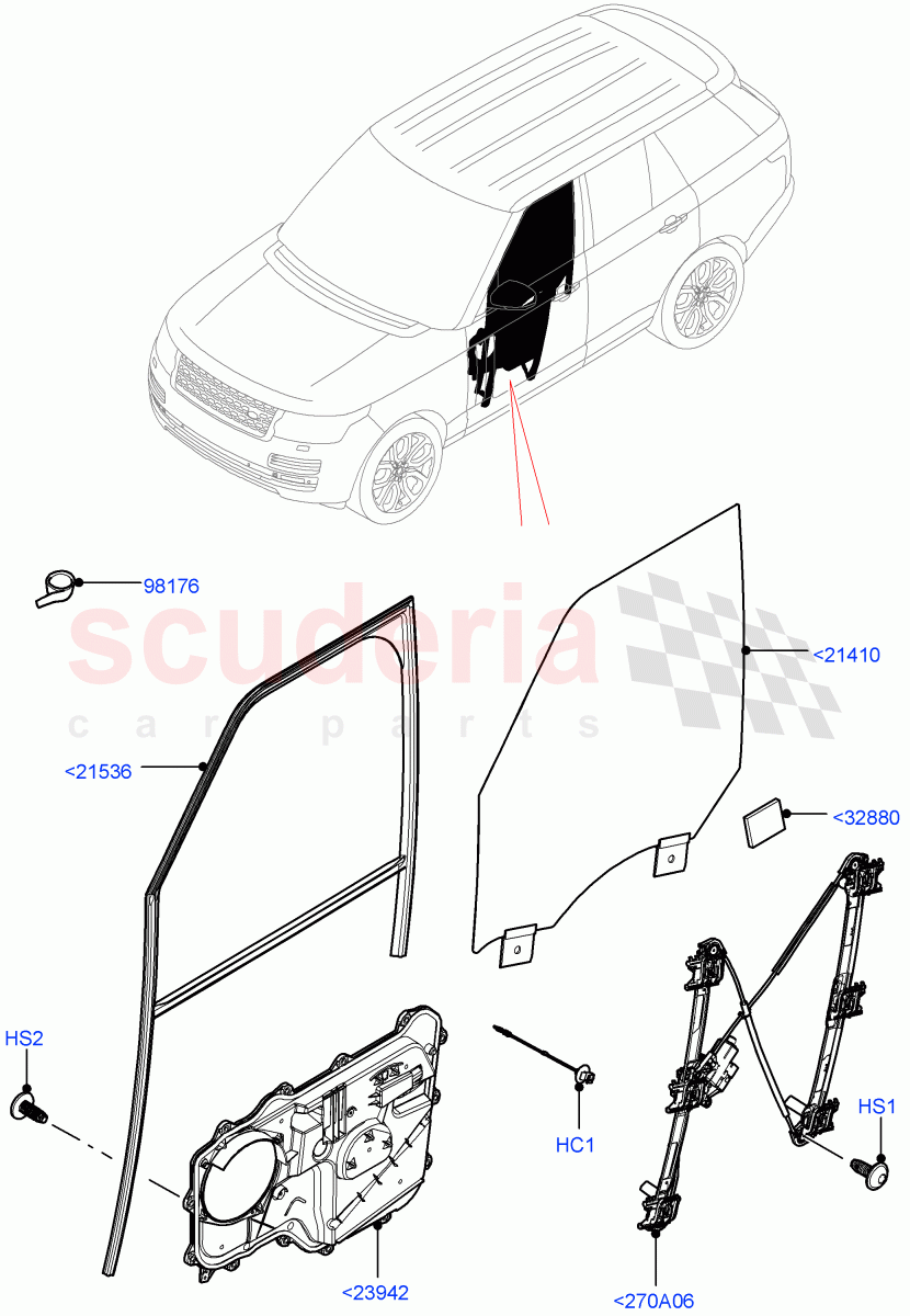 Front Door Glass & Window Controls of Land Rover Land Rover Range Rover (2012-2021) [5.0 OHC SGDI NA V8 Petrol]