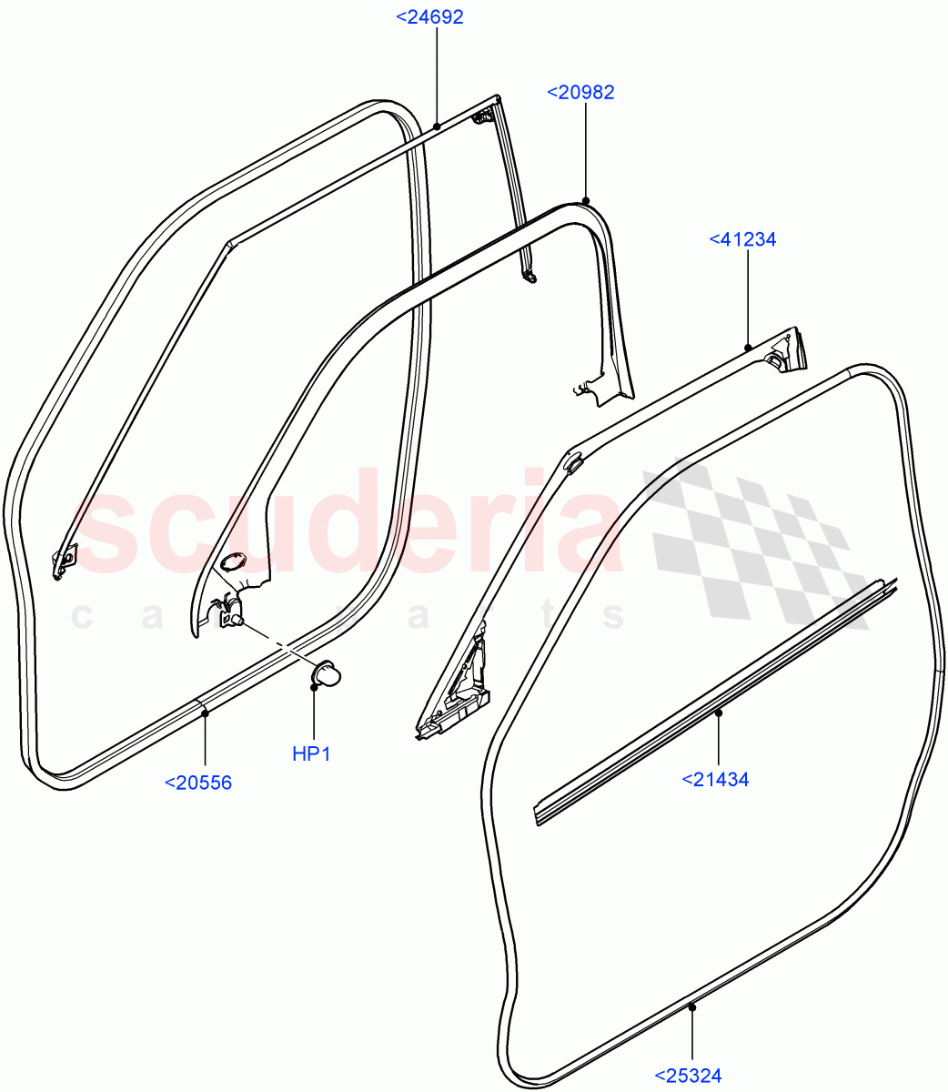 Front Doors, Hinges & Weatherstrips (Weatherstrips And Seals) (5 Door, Changsu (China)) ((V) FROMEG000001) of Land Rover Land Rover Range Rover Evoque (2012-2018) [2.2 Single Turbo Diesel]