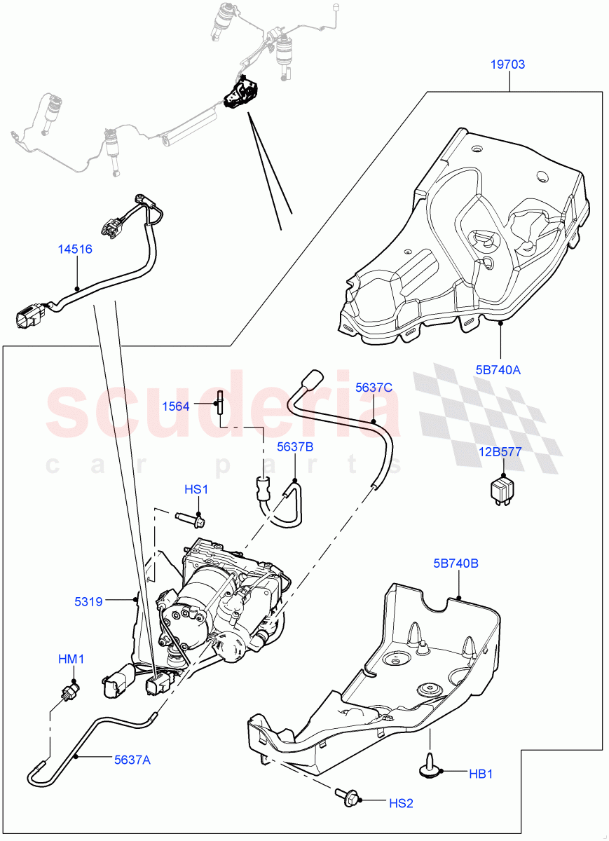 Air Suspension Compressor And Lines(Service Only, Compressor Assy)((V)FROMAA000001,(V)TODA768550) of Land Rover Land Rover Range Rover Sport (2010-2013) [5.0 OHC SGDI SC V8 Petrol]