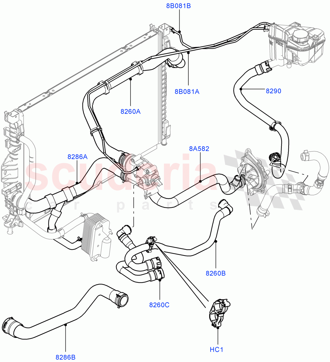 Cooling System Pipes And Hoses (2.2L CR DI 16V Diesel) of Land Rover Land Rover Discovery Sport (2015+) [2.2 Single Turbo Diesel]