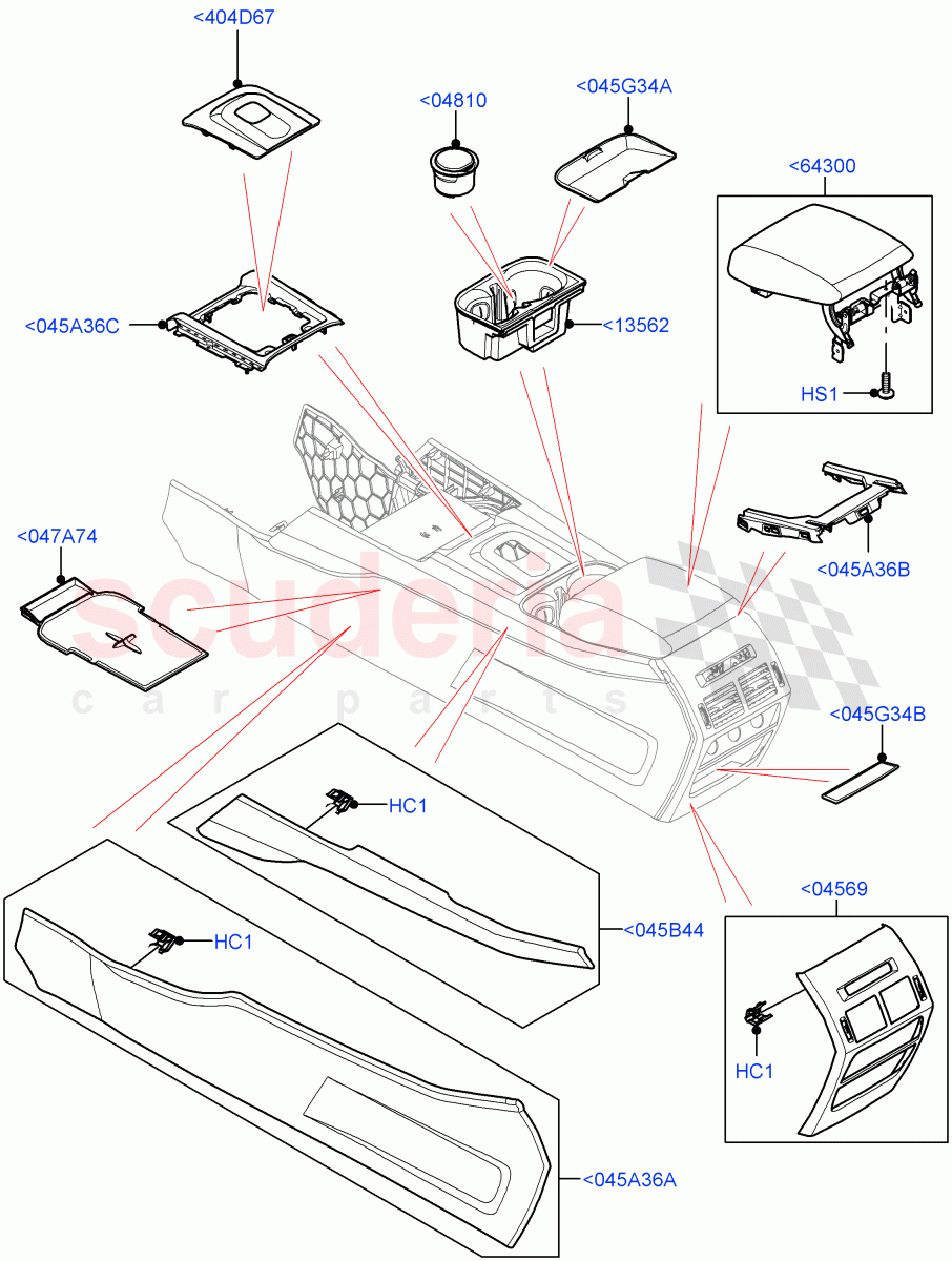 Console - Floor (External Components) (Itatiaia (Brazil)) ((V) FROMLT000001) of Land Rover Land Rover Discovery Sport (2015+) [2.0 Turbo Diesel]