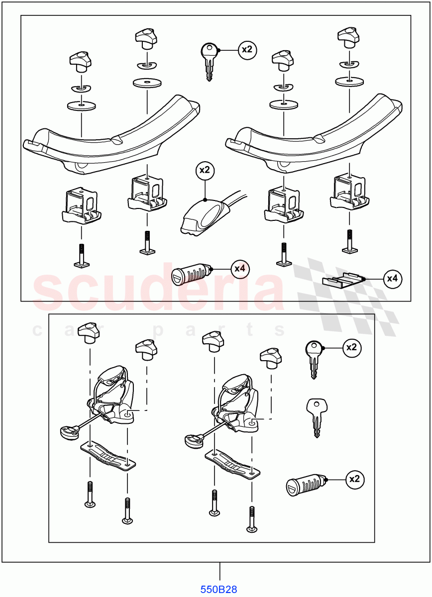Carriers & Boxes (Canoe Carrier) (Halewood (UK), Itatiaia (Brazil)) of Land Rover Land Rover Discovery Sport (2015+) [1.5 I3 Turbo Petrol AJ20P3]