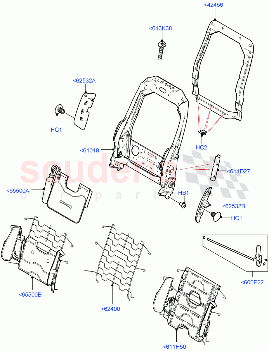 Front Seat Back (Nitra Plant Build) ((V) FROMK2000001, (V) TOL2999999) of Land Rover Land Rover Discovery 5 (2017+) [2.0 Turbo Petrol AJ200P]