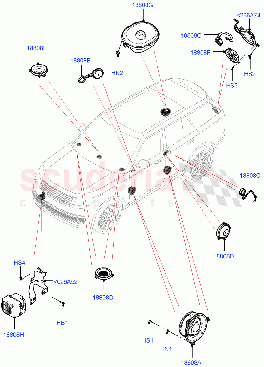 Speakers (Hi Line Audio System - 600 W) of Land Rover Land Rover Range Rover (2022+) [4.4 V8 Turbo Petrol NC10]