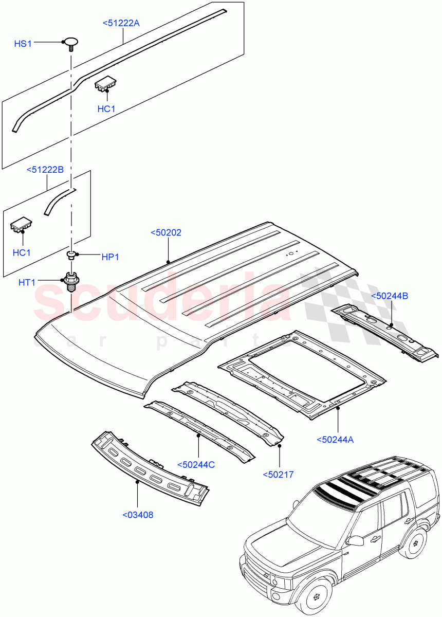 Roof - Sheet Metal(Less Sun Roof)((V)FROMAA000001) of Land Rover Land Rover Discovery 4 (2010-2016) [5.0 OHC SGDI NA V8 Petrol]