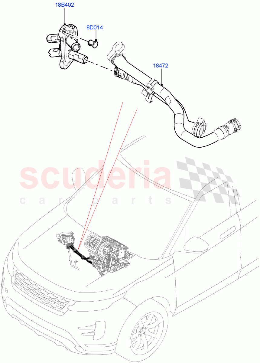 Auxiliary Heater Hoses (Halewood (UK), With Fuel Fired Heater, Fuel Heater W/Pk Heat With Remote, Fuel Fired Heater With Park Heat) ((V) FROMMH000001) of Land Rover Land Rover Range Rover Evoque (2019+) [2.0 Turbo Diesel AJ21D4]