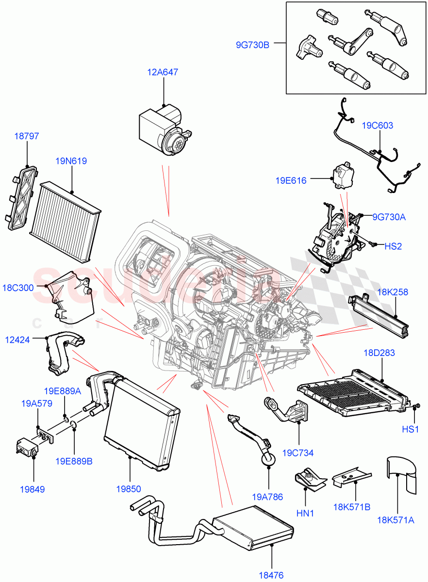 Heater/Air Cond.Internal Components (Main Unit) (Changsu (China)) ((V) FROMKG446857) of Land Rover Land Rover Discovery Sport (2015+) [2.2 Single Turbo Diesel]