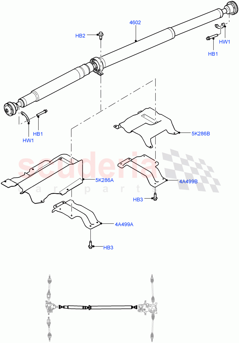 Drive Shaft - Rear Axle Drive (Propshaft) (Halewood (UK), Efficient Driveline) ((V) FROMGH000001) of Land Rover Land Rover Range Rover Evoque (2012-2018) [2.2 Single Turbo Diesel]