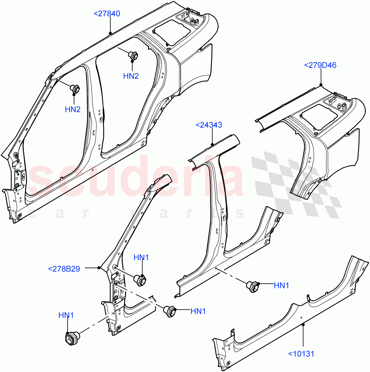 Side Panels - Outer (Changsu (China)) ((V) FROMKG006088) of Land Rover Land Rover Range Rover Evoque (2019+) [2.0 Turbo Diesel AJ21D4]