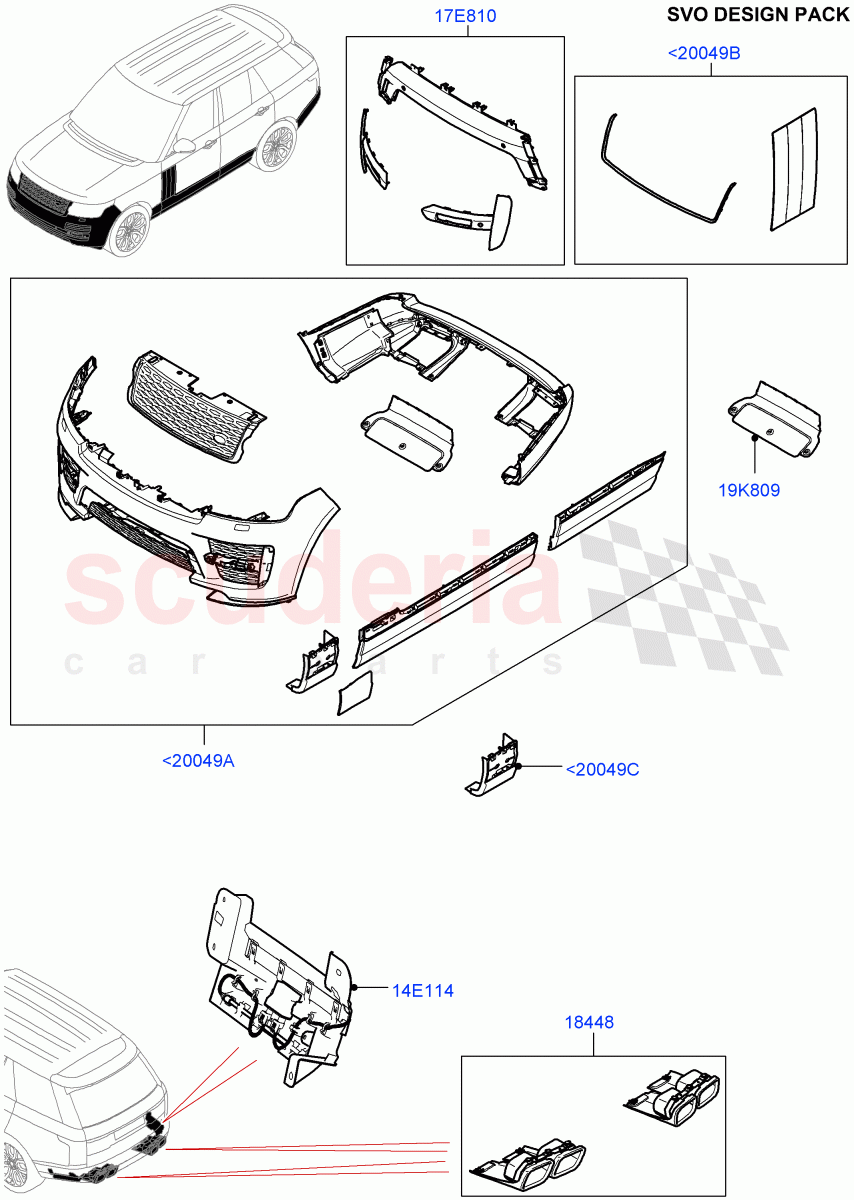 Exterior Body Styling Items(SVO Design Packs Kits)(Standard Wheelbase,With Diesel Fuel Capability,With Front Fog Lamps,Diesel/Electric - Hybrid,For Unleaded Fuel)((V)TOHA999999) of Land Rover Land Rover Range Rover (2012-2021) [3.0 I6 Turbo Petrol AJ20P6]