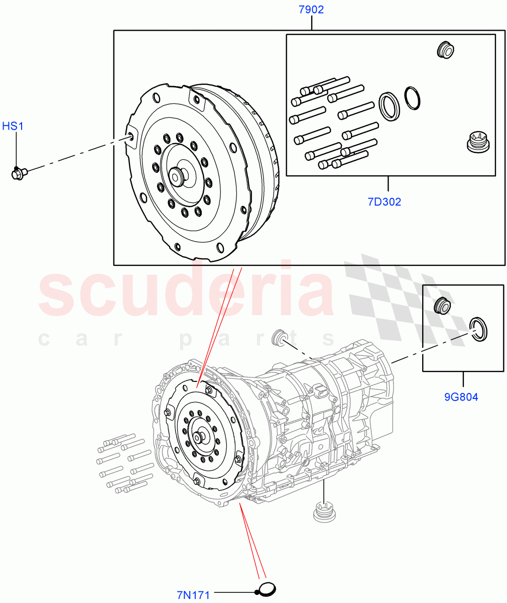 Converter(Nitra Plant Build)(3.0L AJ20P6 Petrol High,8 Speed Auto Trans ZF 8HP76,3.0L AJ20D6 Diesel High) of Land Rover Land Rover Discovery 5 (2017+) [3.0 I6 Turbo Diesel AJ20D6]