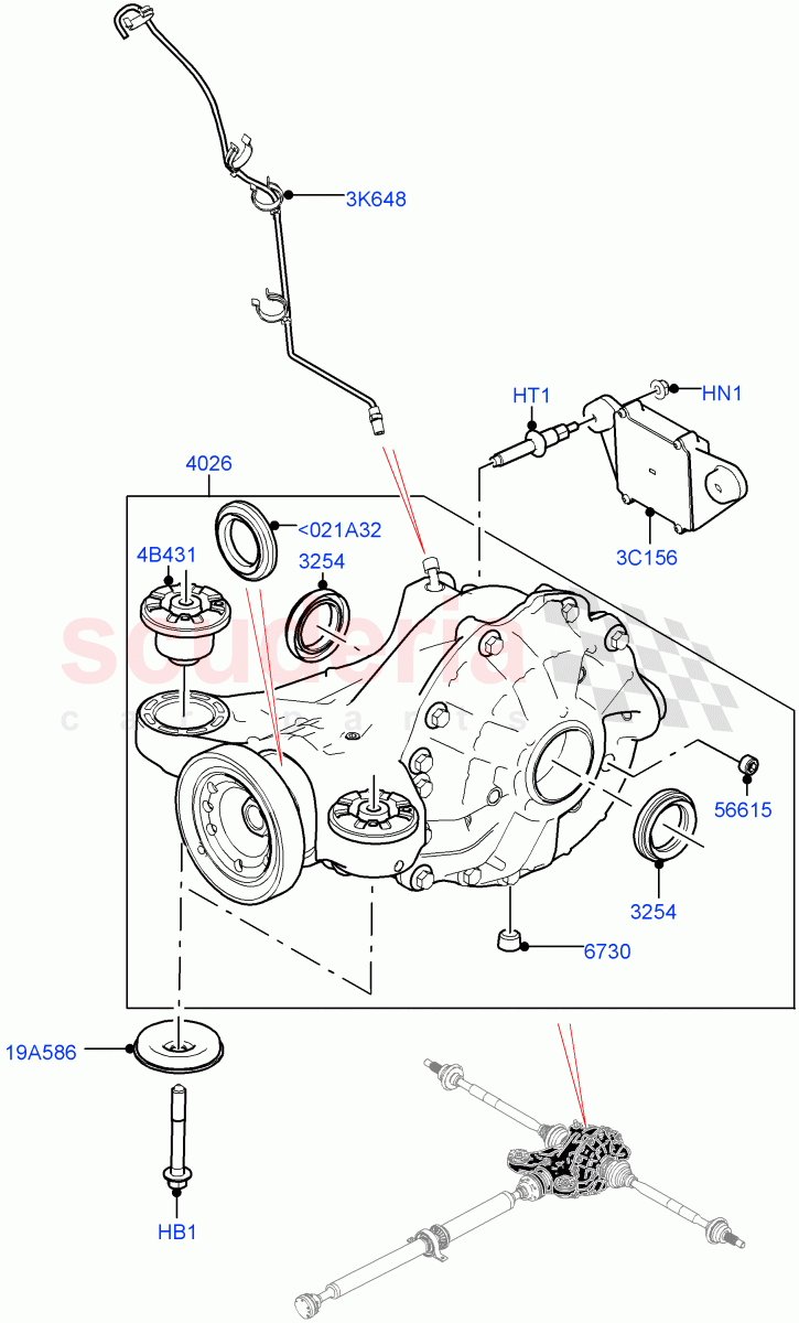 Rear Axle (3.0L DOHC GDI SC V6 PETROL, Rear Axle Open Diff w/TVBB, 3.0 V6 D Gen2 Twin Turbo, Rear Axle Open Style Differential) ((V) TOLA999999) of Land Rover Land Rover Range Rover Velar (2017+) [3.0 I6 Turbo Diesel AJ20D6]