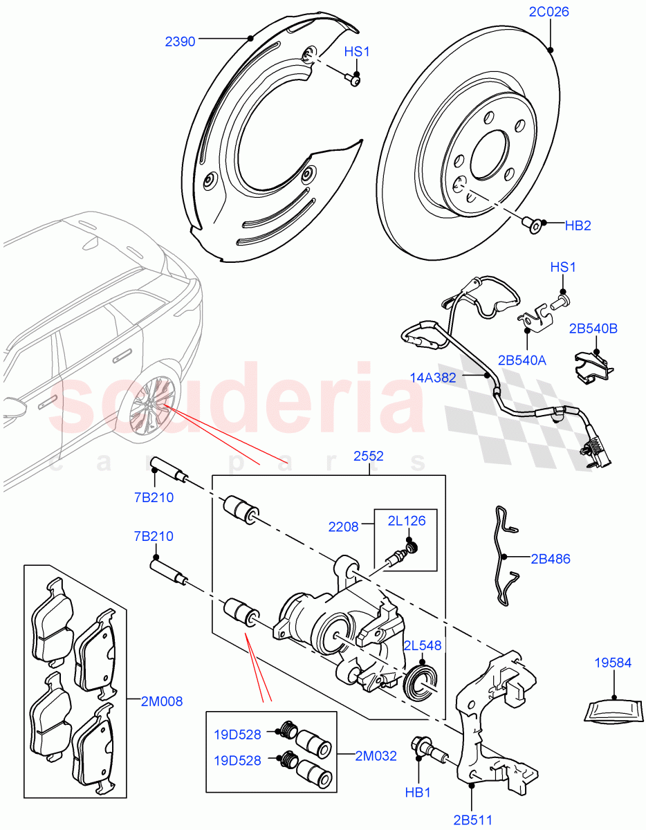 Rear Brake Discs And Calipers(Version - Core,Version - R-Dynamic) of Land Rover Land Rover Range Rover Velar (2017+) [3.0 I6 Turbo Petrol AJ20P6]