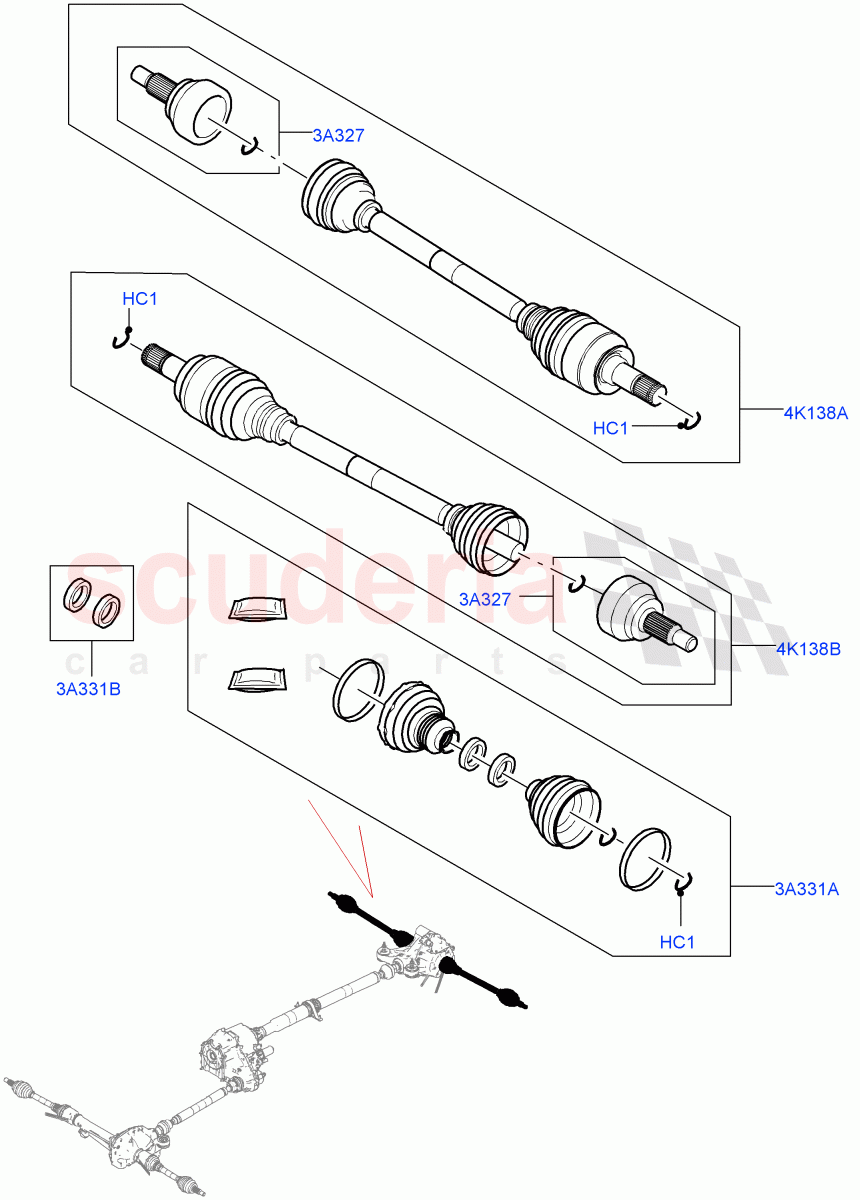 Drive Shaft - Rear Axle Drive (Driveshaft) of Land Rover Land Rover Defender (2020+) [2.0 Turbo Petrol AJ200P]