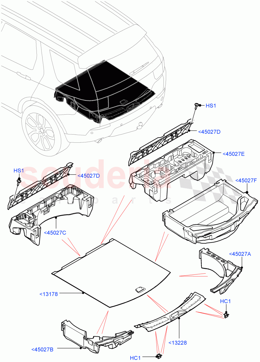 Load Compartment Trim(Floor)(Halewood (UK),Less 3rd Row Rear Seat,With 5 Seat Configuration) of Land Rover Land Rover Discovery Sport (2015+) [1.5 I3 Turbo Petrol AJ20P3]