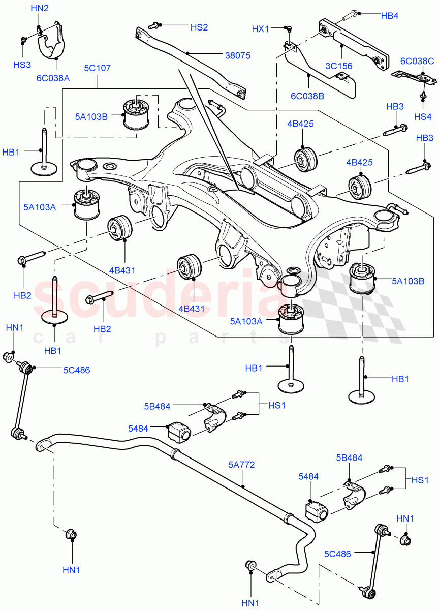 Rear Cross Member & Stabilizer Bar (Itatiaia (Brazil)) ((V) FROMGT000001) of Land Rover Land Rover Range Rover Evoque (2012-2018) [2.0 Turbo Diesel]