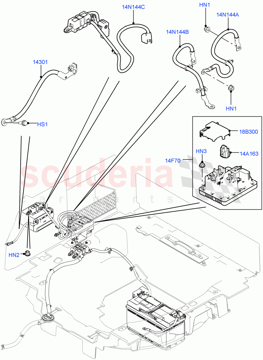 Battery Cables And Horn(Battery Cables)(Auxillary Battery 14AH B19) of Land Rover Land Rover Range Rover (2012-2021) [3.0 DOHC GDI SC V6 Petrol]