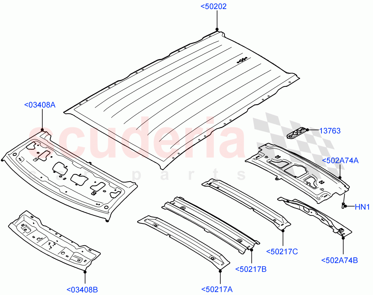 Roof - Sheet Metal (Short Wheelbase, Less Panorama Roof) of Land Rover Land Rover Defender (2020+) [2.0 Turbo Diesel]