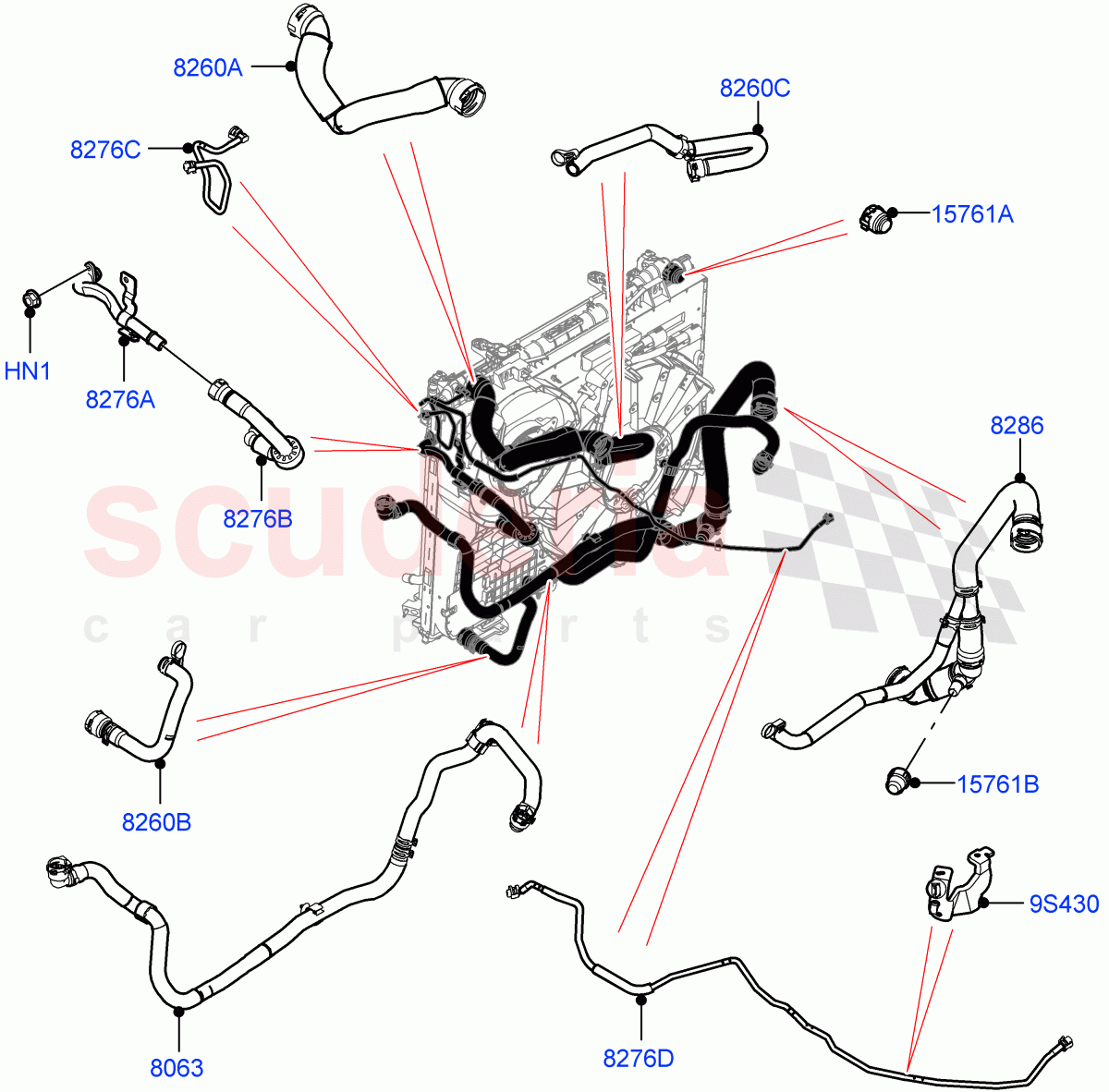 Cooling System Pipes And Hoses(Nitra Plant Build)(2.0L I4 High DOHC AJ200 Petrol,Less Engine Cooling System)((V)FROMM2000001) of Land Rover Land Rover Defender (2020+) [2.0 Turbo Petrol AJ200P]