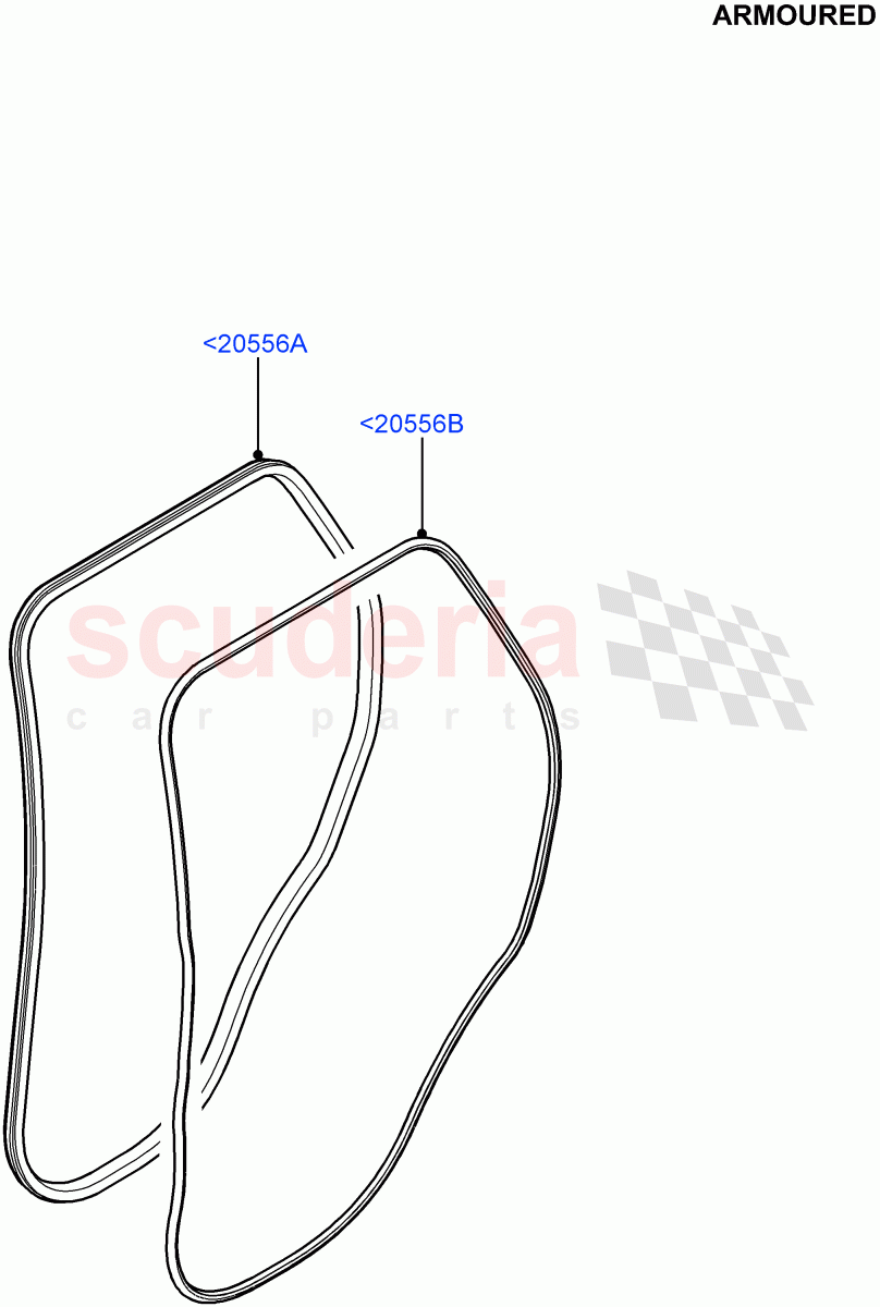 Rear Doors, Hinges & Weatherstrips (Weatherstrips And Seals, Finisher And Seals) (Armoured) ((V) FROMEA000001) of Land Rover Land Rover Range Rover (2012-2021) [2.0 Turbo Petrol GTDI]