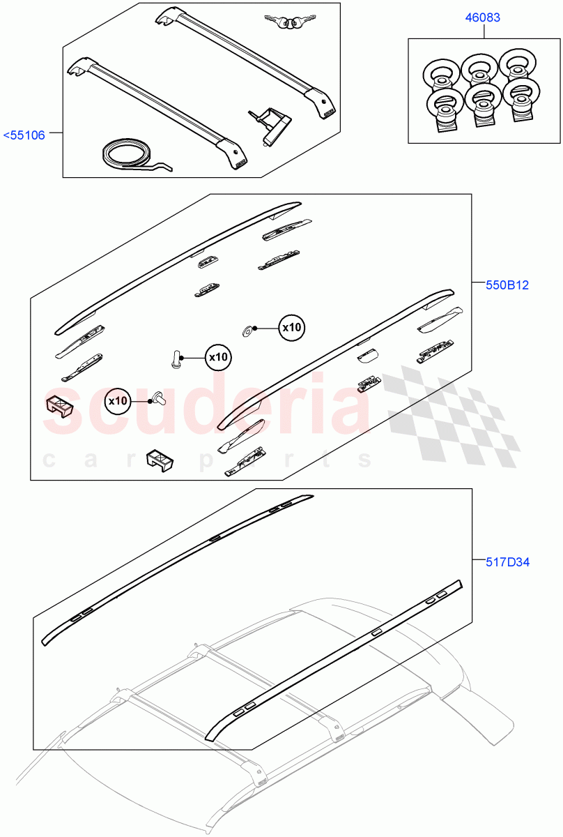 Roof Rails & Crossbars(Accessory) of Land Rover Land Rover Range Rover (2012-2021) [3.0 DOHC GDI SC V6 Petrol]