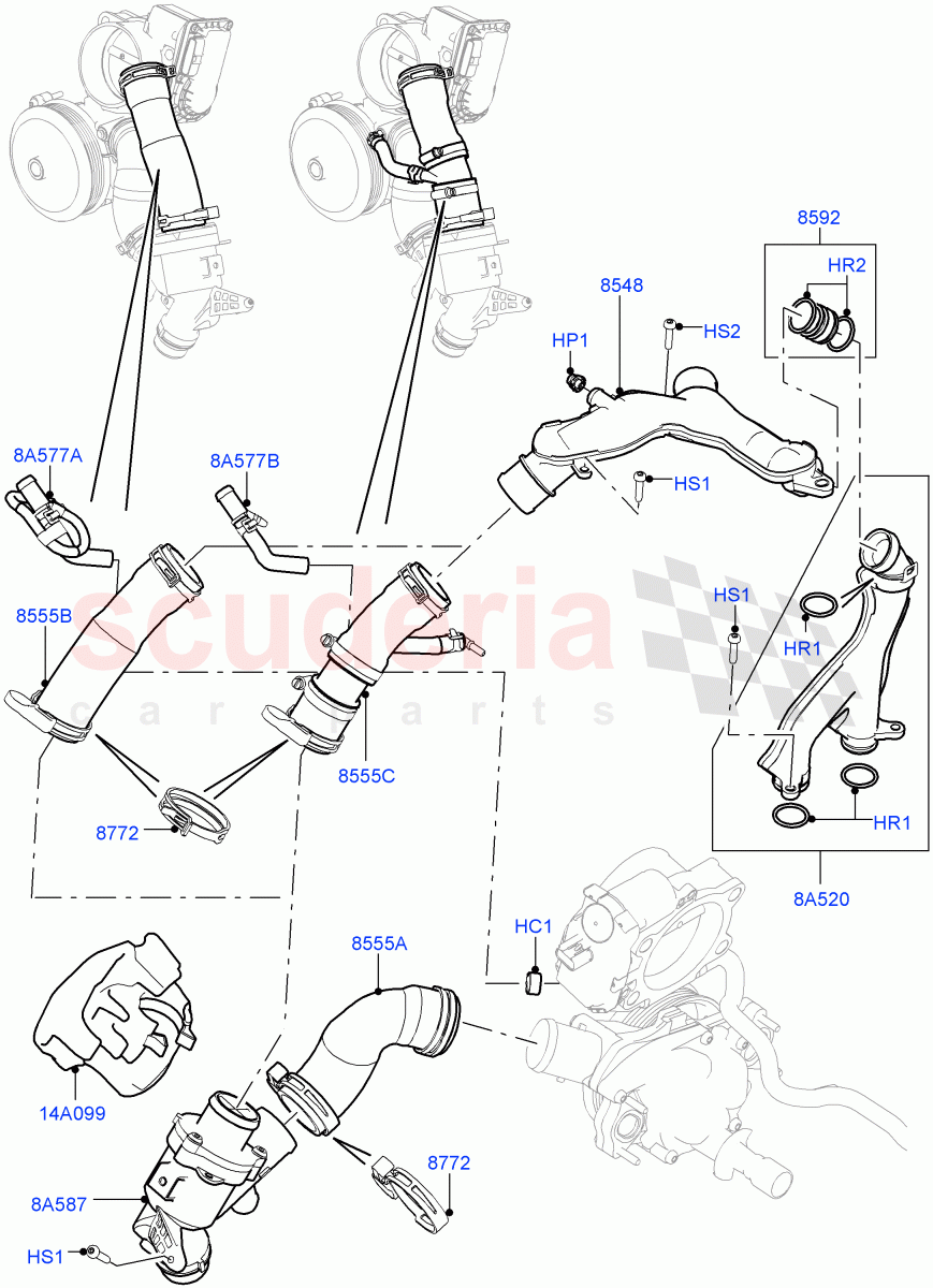 Thermostat/Housing & Related Parts (5.0L OHC SGDI SC V8 Petrol - AJ133) ((V) TOFA999999) of Land Rover Land Rover Range Rover (2012-2021) [5.0 OHC SGDI SC V8 Petrol]