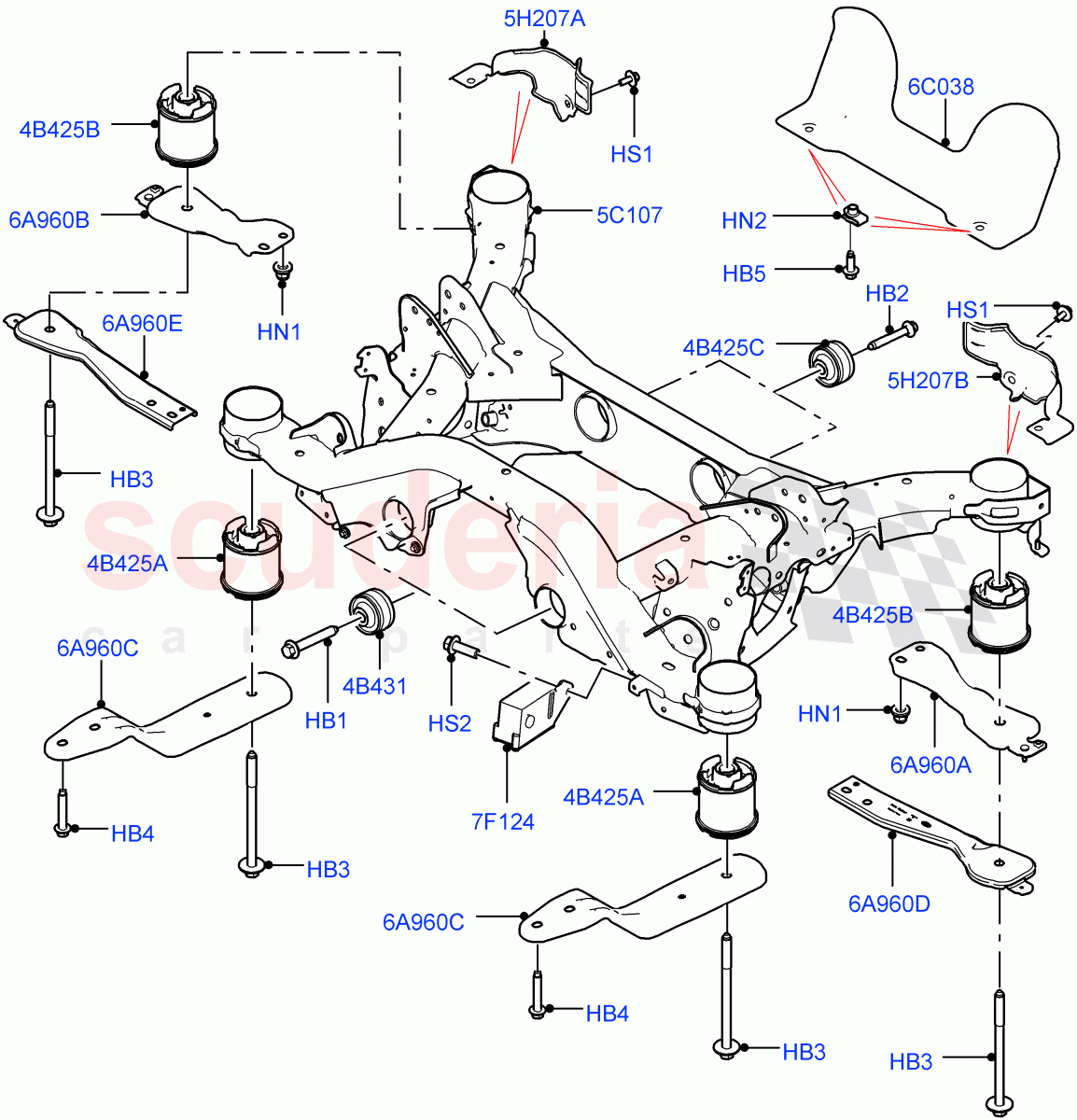 Rear Cross Member & Stabilizer Bar (Halewood (UK)) ((V) TOKH999999) of Land Rover Land Rover Discovery Sport (2015+) [2.0 Turbo Diesel AJ21D4]